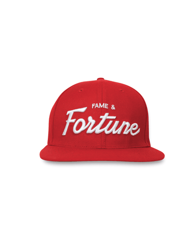Fortune Script Snapback Hat in Red