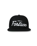 Fortune Script Snapback Hat in Black